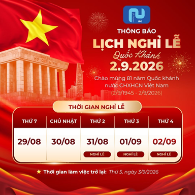 THÔNG BÁO LỊCH NGHỈ LỄ QUỐC KHÁNH 2/9